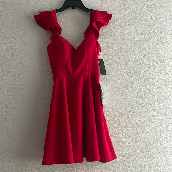 City Studio Womens Lace-Up Mini Fit & Flare Dress Juniors Red size 5 - Picture 3 of 8